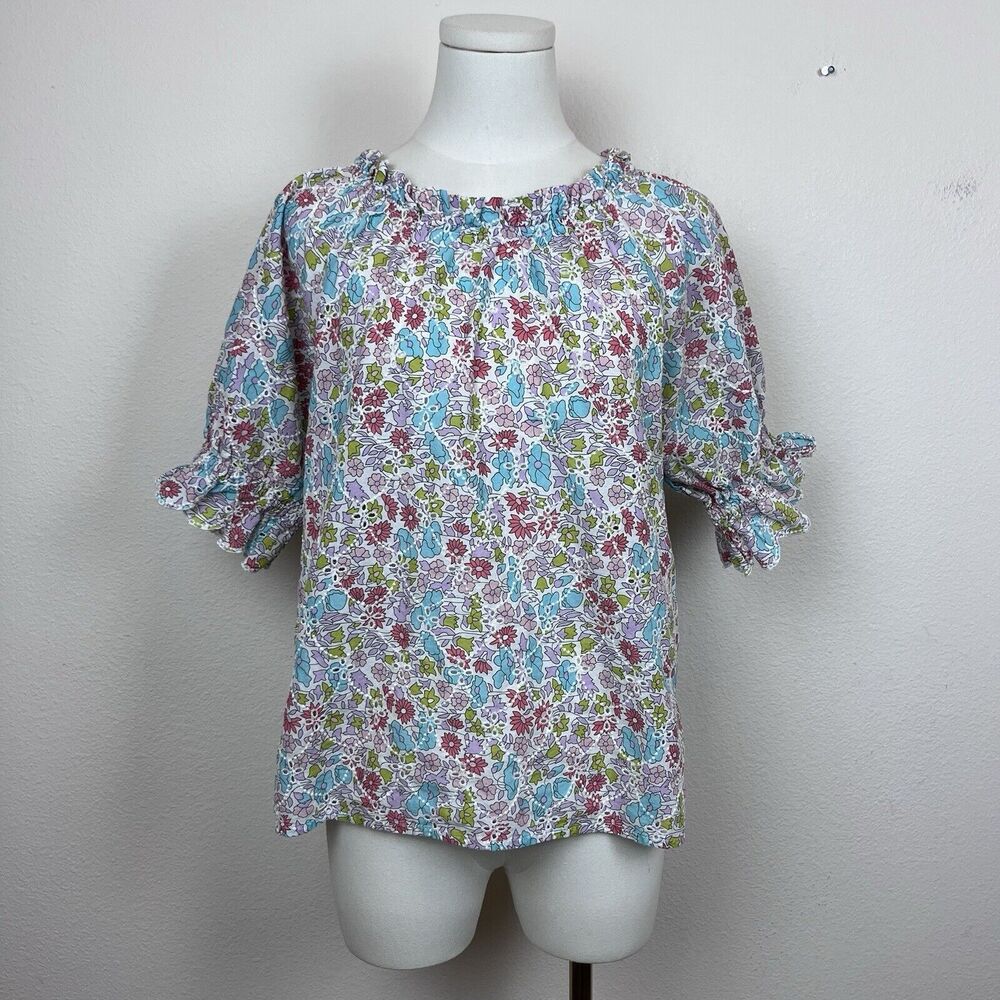 Jennifer Grace Top Womens Medium Ditsy Floral Eyelet Cottage Peasant Boho